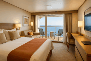 Cabine avec balcon et vue sur l’océan lors d’une croisière – prix croisière tour du monde