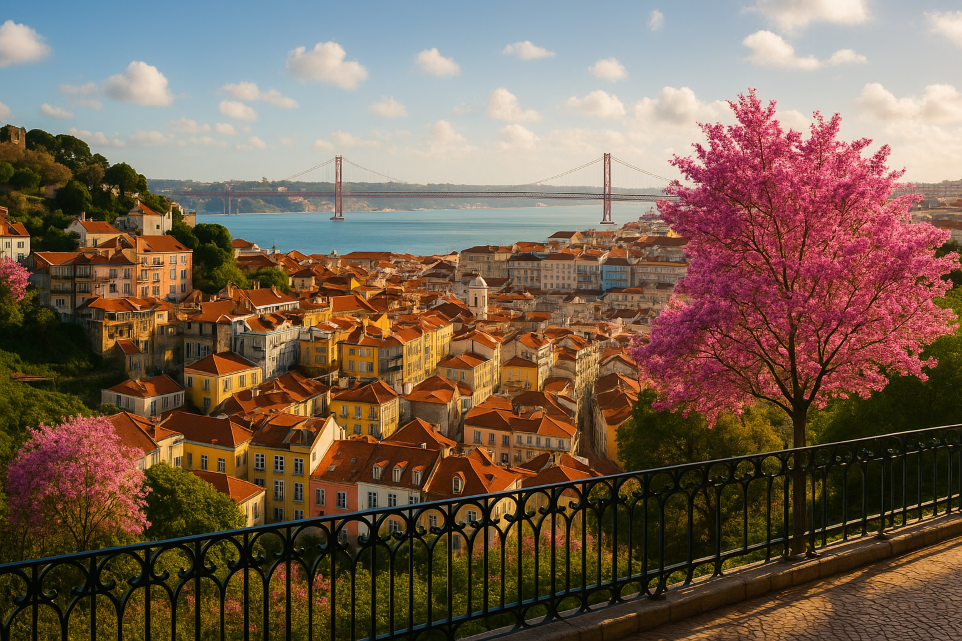 Vue panoramique Lisbonne Portugal en avril